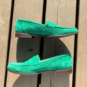 Minelli Made in Spain Green Kidsuede Loafers | Size 38